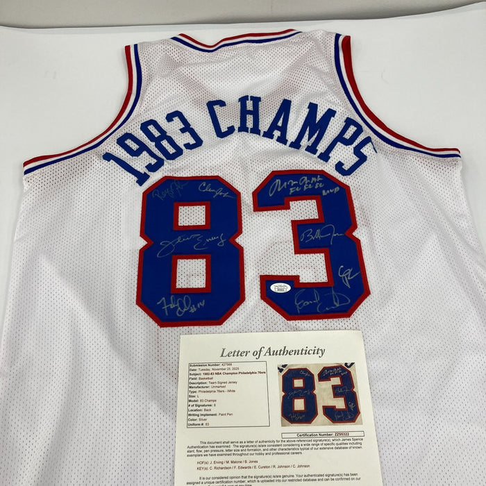 1982-83 Philadelphia 76ers NBA Champions Team Signed Jersey JSA COA