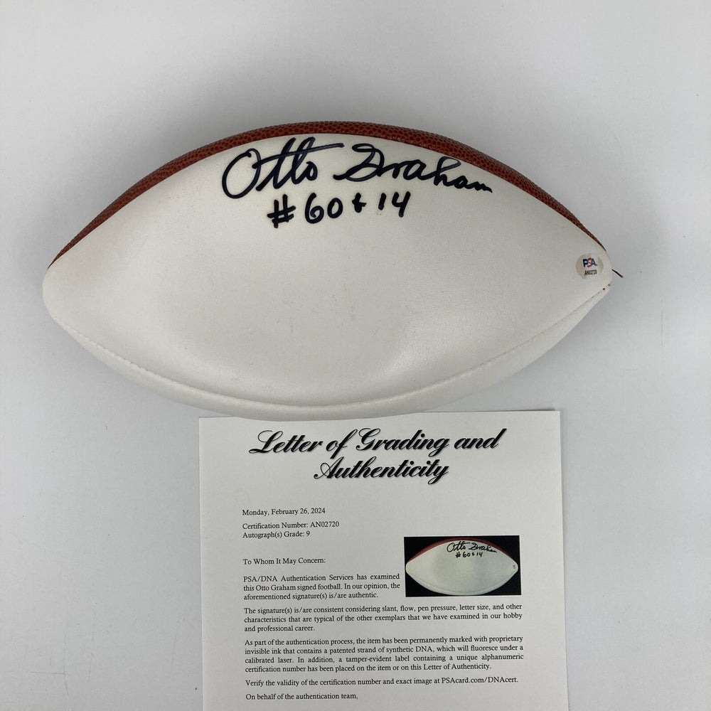 Otto Graham Signed Authentic Wilson NFL Football PSA DNA Graded 9 MINT