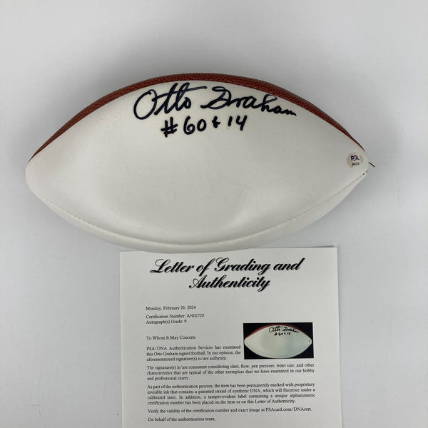 Otto Graham Signed Authentic Wilson NFL Football PSA DNA Graded 9 MINT