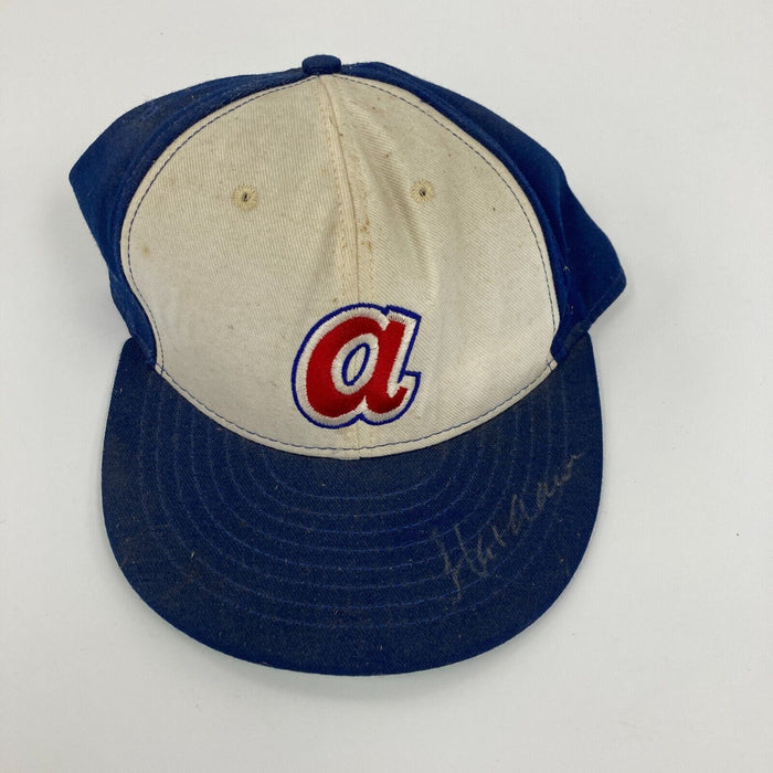 Hank Aaron Signed Vintage Atlanta Braves Baseball Hat JSA COA