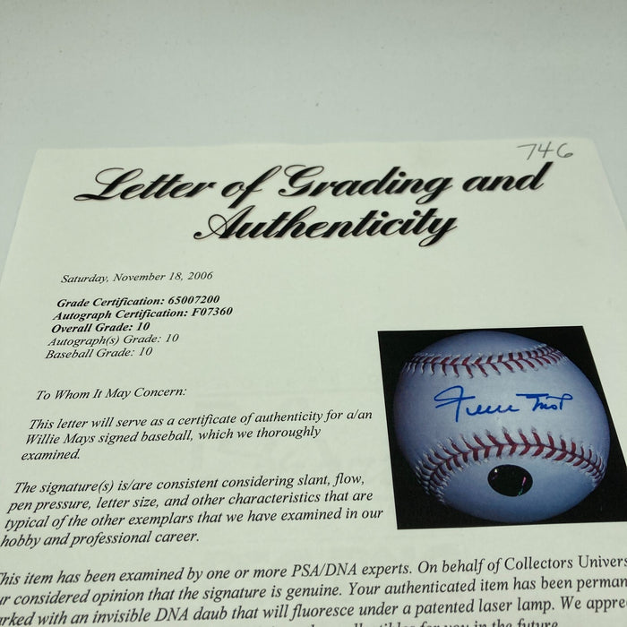 Willie Mays Signed Major League Baseball PSA DNA Graded 10 GEM MINT