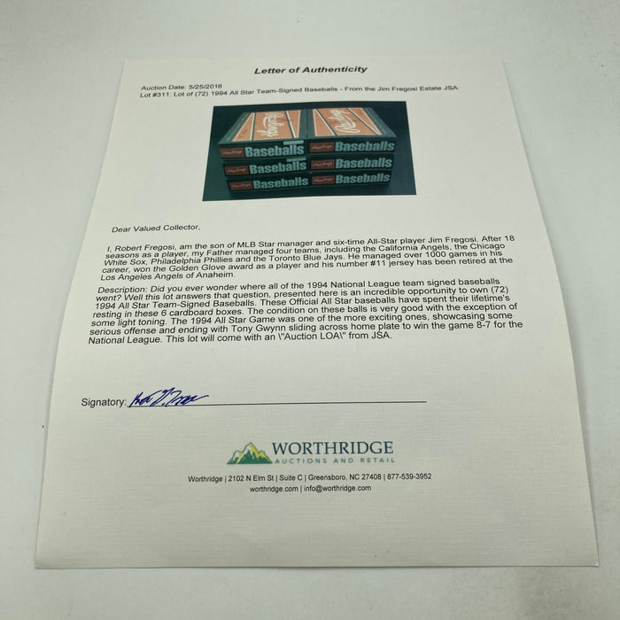 1994 All Star Game National League Team Signed Baseball Barry Bonds PSA DNA COA