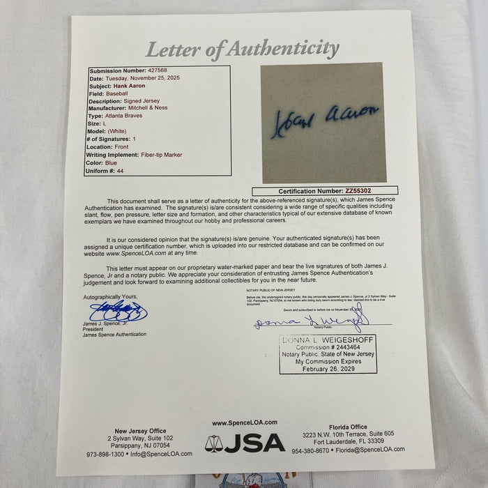 Hank Aaron 755 Home Runs Signed Authentic 1974 Atlanta Braves Jersey JSA COA