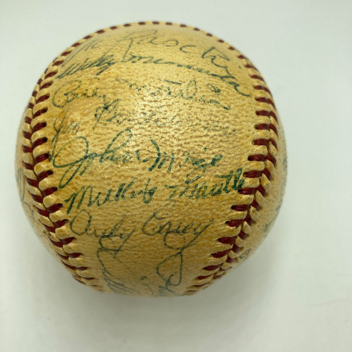 1953 New York Yankees World Series Champs Team Signed Baseball Mickey Mantle JSA