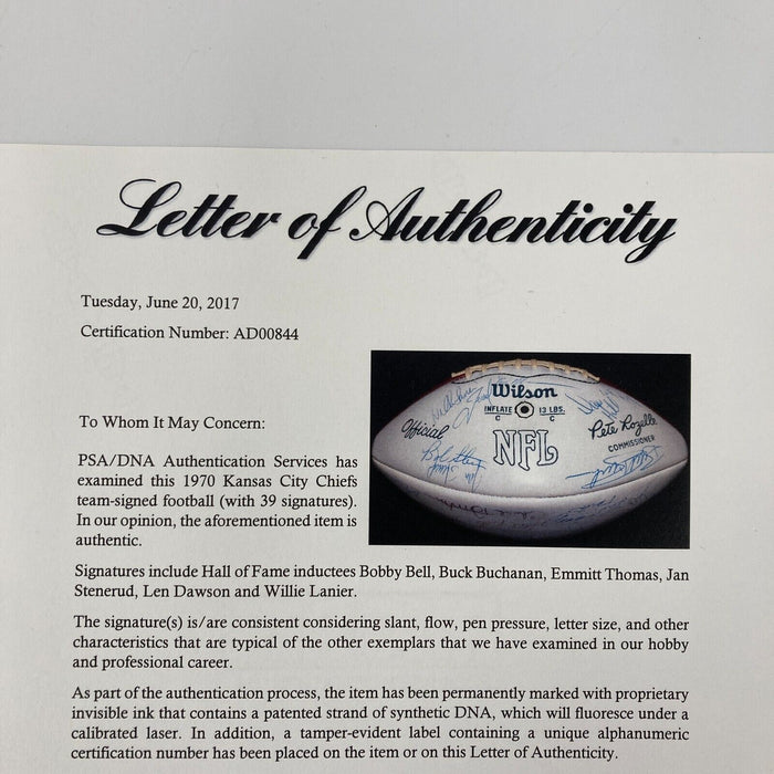 1970 Kansas City Chiefs Super Bowl Champs Team Signed NFL Game Football PSA DNA