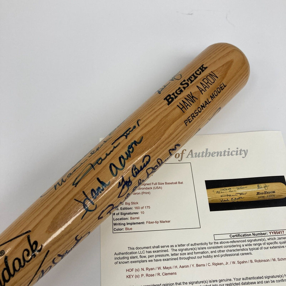 Mint All Century Team Signed Bat 10 Sigs With Willie Mays & Hank Aaron JSA COA