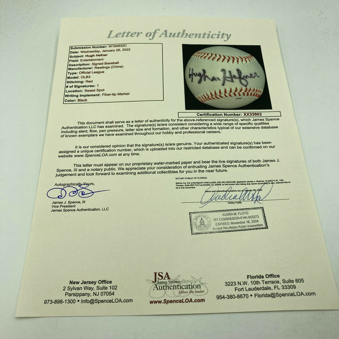 Hugh Hefner Signed Autographed Baseball Playboy With JSA COA