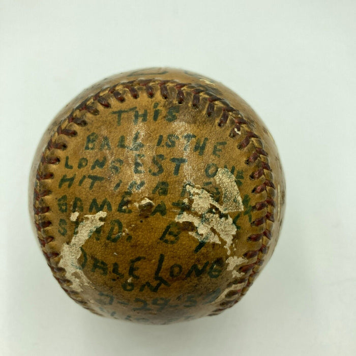 Dale Long 26th Home Run Signed Game Used Baseball 7-29-1952 JSA COA