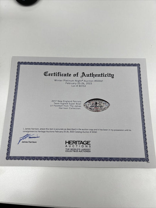 Tom Brady 2017 New England Patriots Team Signed Super Bowl LII Football Beckett