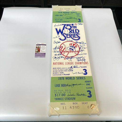 1978 New York Yankees World Series Champs Team Signed Jumbo 9x33 Ticket JSA COA