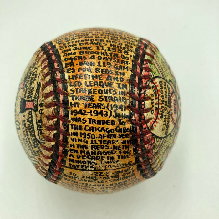 Johnny Vander Meer 2 Straight No Hitters George Sosnak Folk Art Signed Baseball