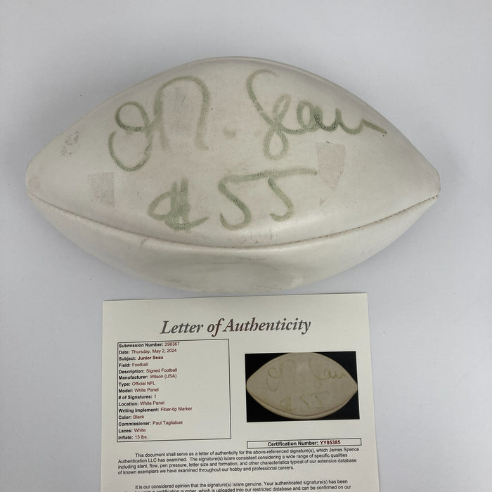 Junior Seau #55 Signed Signed Wilson NFL Football JSA COA