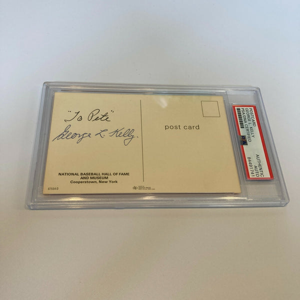 George Kelly Signed Autographed Hall Of Fame Plaque Postcard Photo PSA DNA
