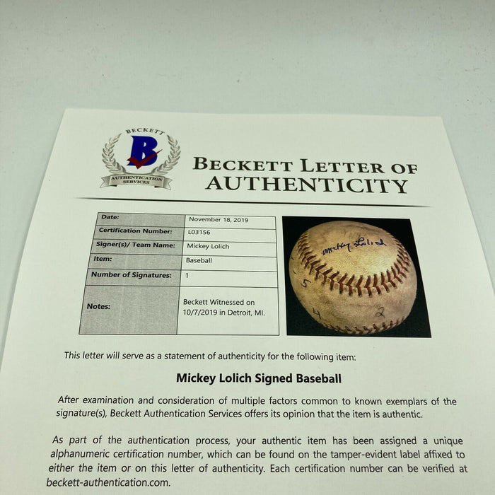 Mickey Lolich Signed Career Win No. 25 Final Out Game Used Baseball Beckett COA