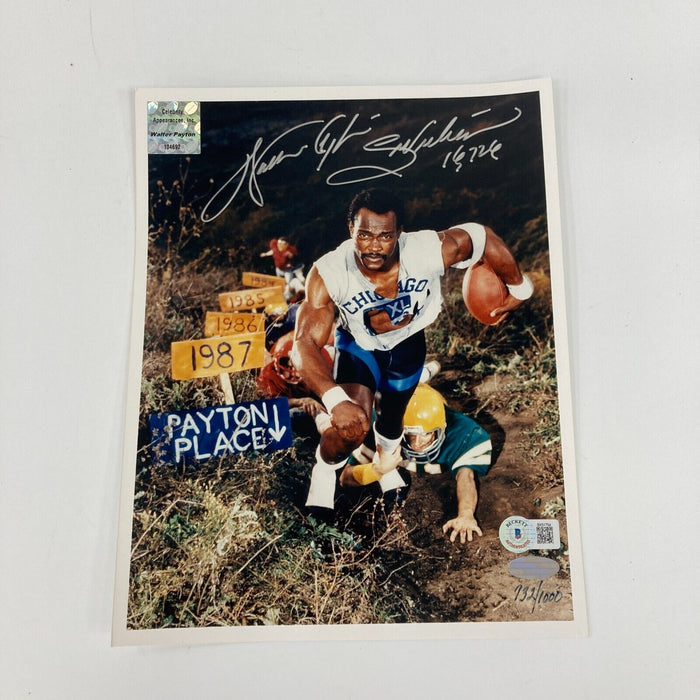 Walter Payton "Sweetness 16,726 Yards" Signed Inscribed 8x10 Photo Beckett COA