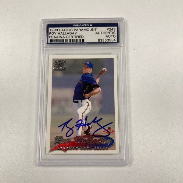 1999 Pacific Roy Halladay RC Signed Baseball Card Auto PSA DNA