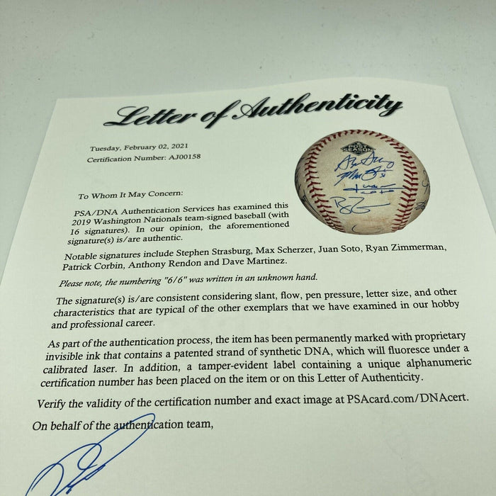 2019 Washington Nationals Team Signed NLCS Postseason Game Used Baseball PSA DNA