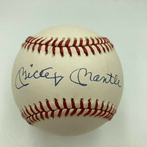 Beautiful Mickey Mantle Signed American League Baseball PSA DNA Graded MINT 9