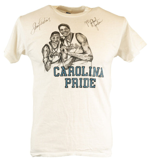 Michael Jordan & Sam Perkins Signed 1982 University North Carolina T-Shirt JSA