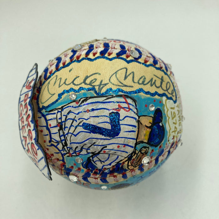 Mickey Mantle & Joe Dimaggio Signed Charles Fazzino Pop Art Baseball PSA RARE