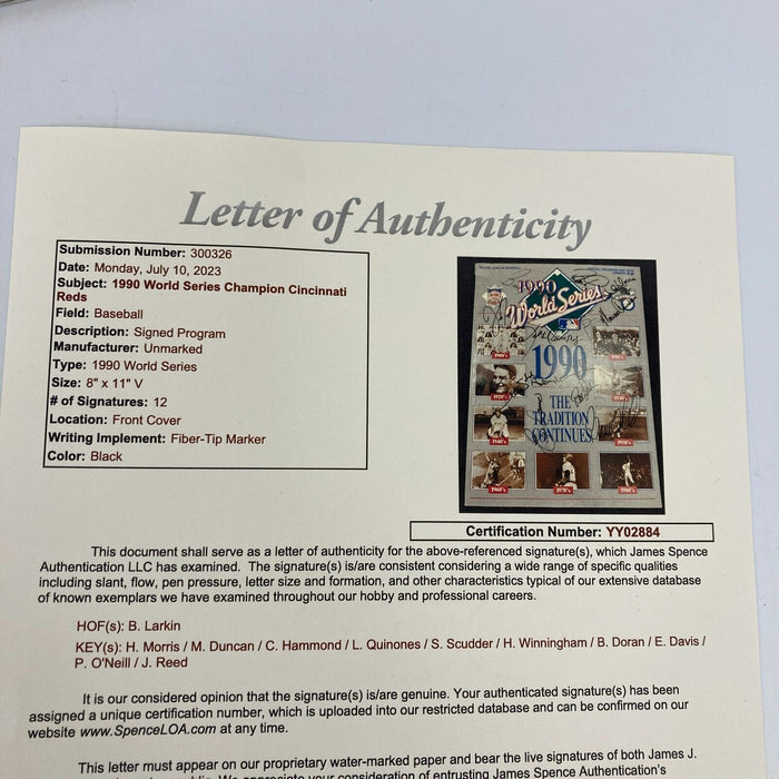 1990 Cincinnati Reds World Series Champs Team Signed W.S. Program JSA COA