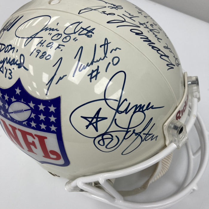 Johnny Unitas Joe Namath Len Dawson Hall Of Fame Multi Signed NFL Helmet JSA COA