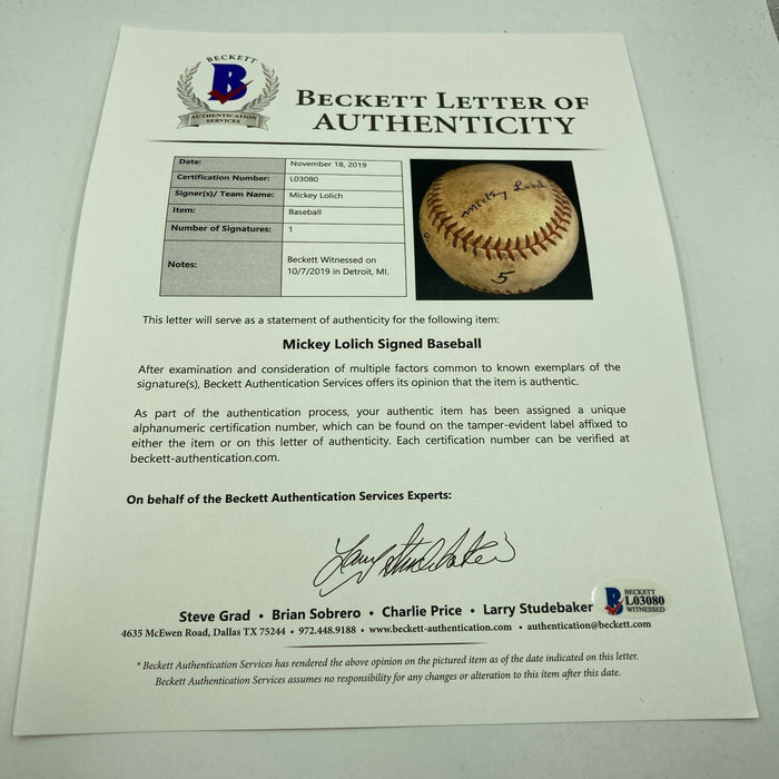 Mickey Lolich Signed Career Win No. 88 Final Out Game Used Baseball Beckett COA