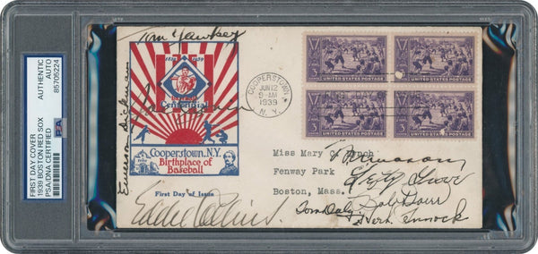 Ted Williams Rookie 1939 Boston Red Sox Team Signed First Day Cover Moe Berg PSA