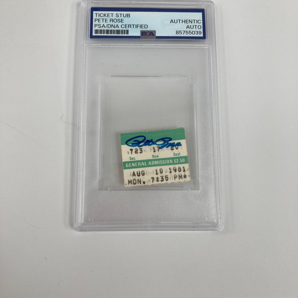 Pete Rose Signed Hit #3,631 Ticket NL Record Passed Musial August 10, 1981 PSA