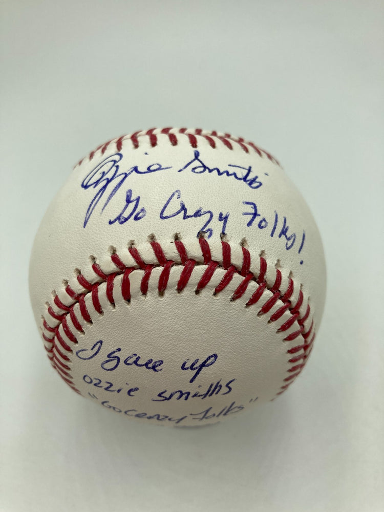 Ozzie Smith "Go Crazy Folks!" & Tom Niedenfuer Signed STAT Baseball JSA