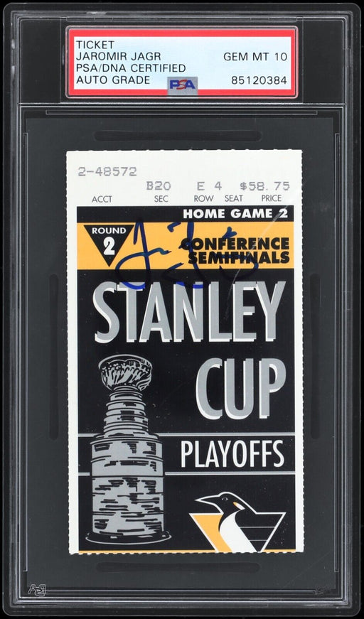 Jaromir Jagr Signed Stanley Cups Playoffs Ticket PSA DNA 10 GEM MINT