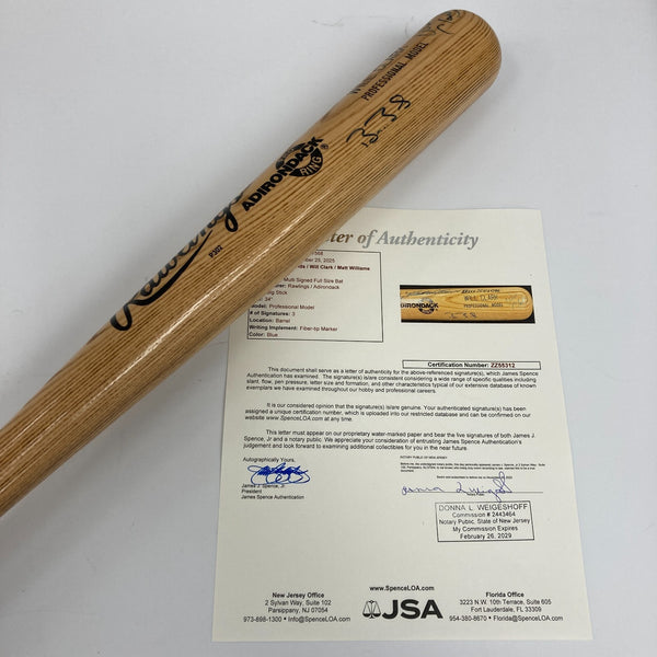 Barry Bonds Matt Williams Will Clark Signed Game Model Baseball Bat JSA COA