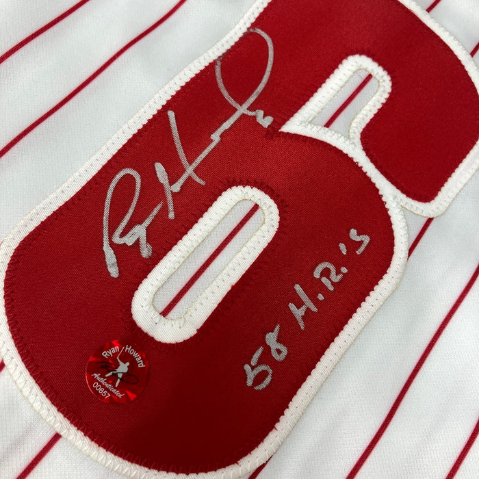 Ryan Howard Signed & Inscribed "58 HR's" Philadelphia Phillies Jersey With COA