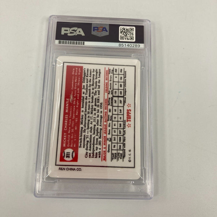 1952 Topps Mickey Mantle Signed Porcelain Baseball Card RC PSA DNA Certified