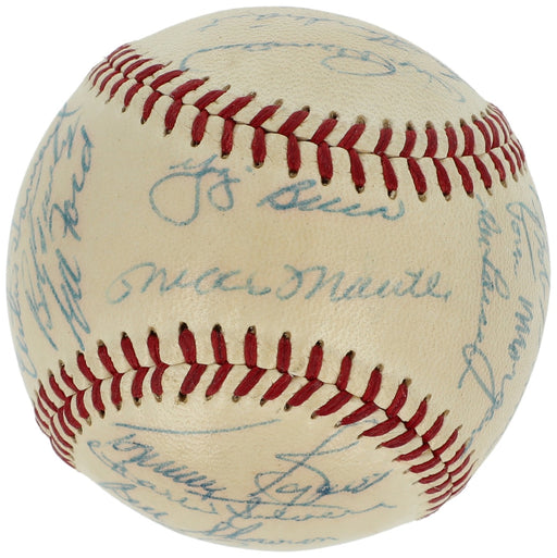 1956 New York Yankees World Series Champs Team Signed Baseball Mickey Mantle BAS