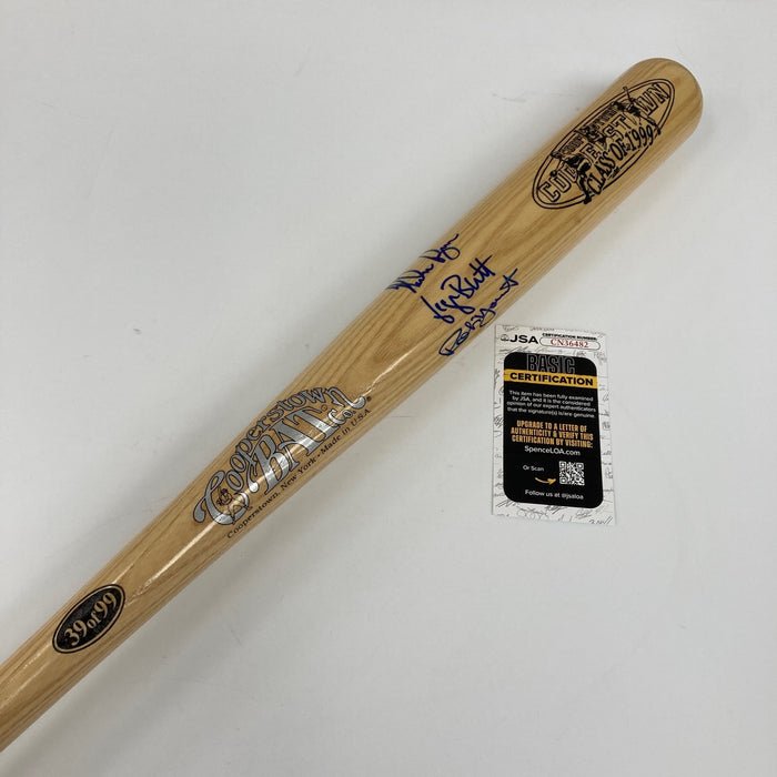 Nolan Ryan George Brett Robin Yount Signed Hall Of Fame Induction Bat JSA COA