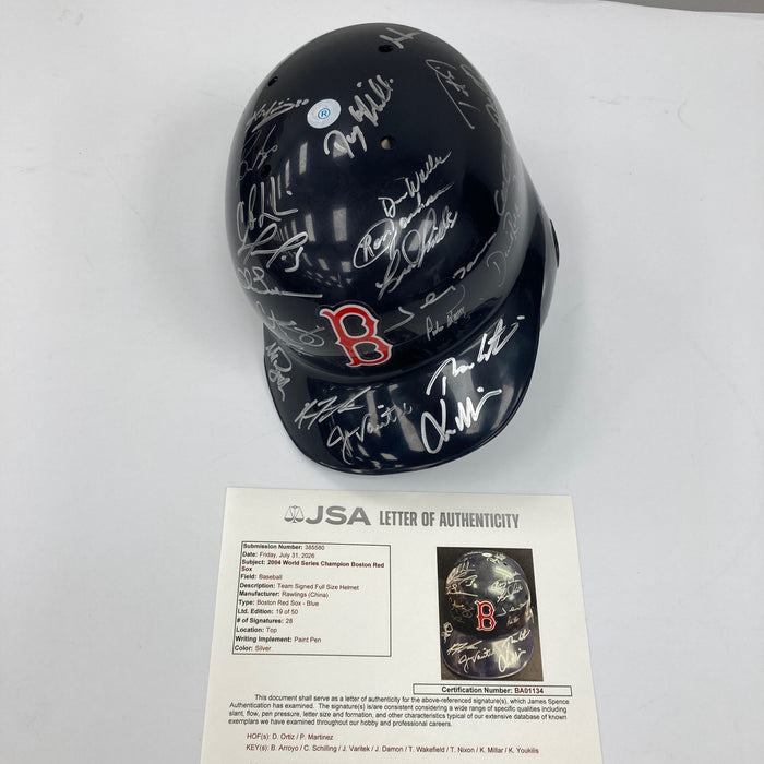 2004 Boston Red Sox World Series Champs Team Signed Authentic Helmet JSA COA