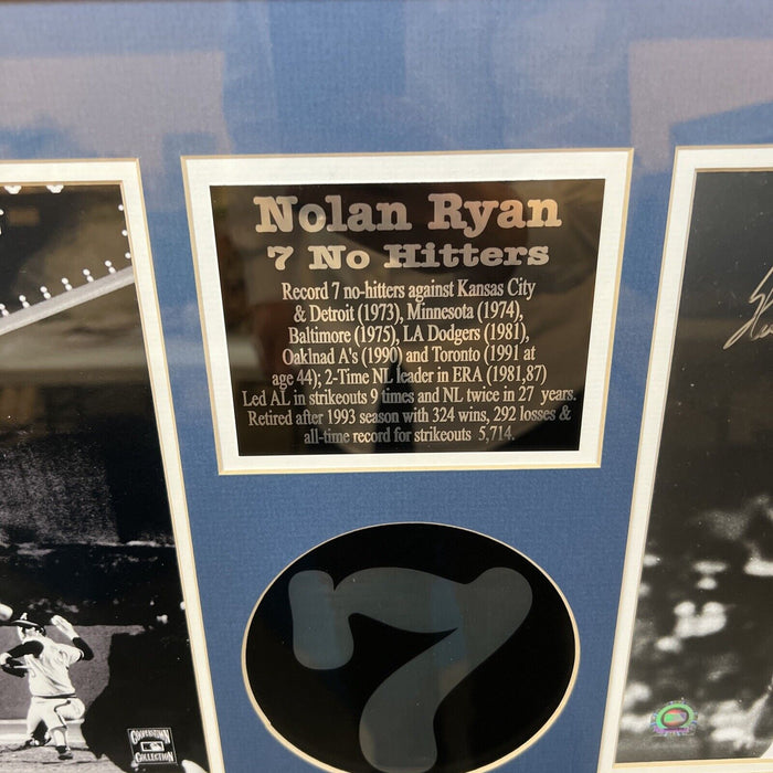 Beautiful Nolan Ryan 7 No Hitters Signed Display With 7 Signed Photos Steiner