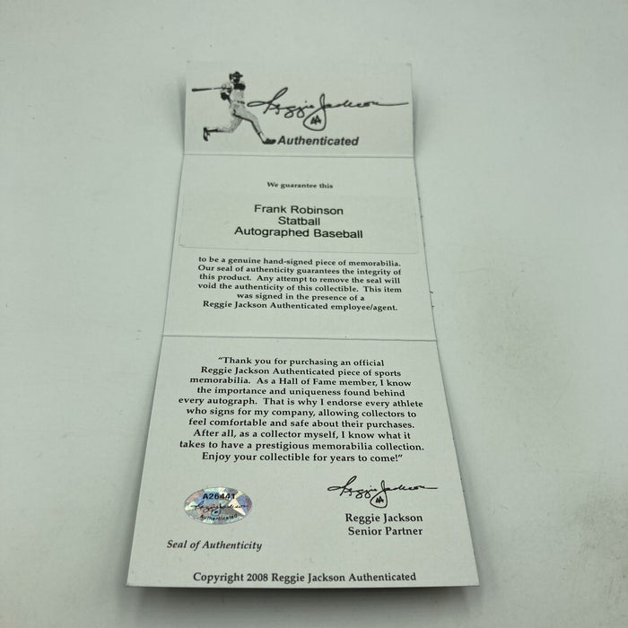 Frank Robinson Signed Heavily Inscribed Career STAT Baseball Reggie Jackson COA
