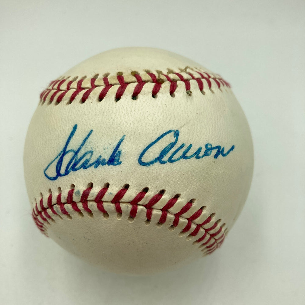 Vintage Hank Aaron Single Signed 1970's Braves Baseball JSA COA