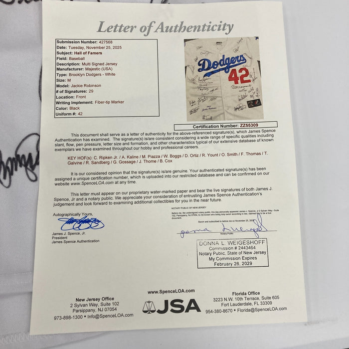 Beautiful Hall Of Fame Multi Signed Jackie Robinson Jersey 29 Signatures JSA COA