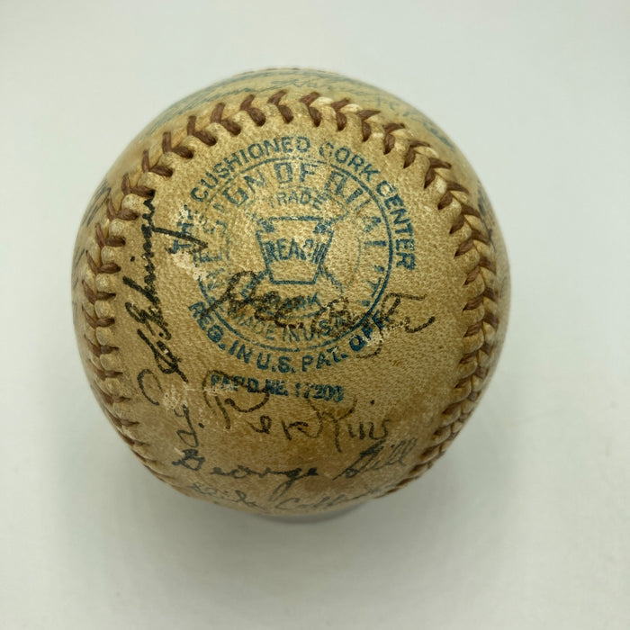 1937 Detroit Tigers Team Signed American League Baseball Hank Greenberg JSA COA