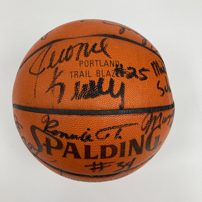 1987-88 Portland Trail Blazers Team Signed Game Used Spalding Basketball JSA COA