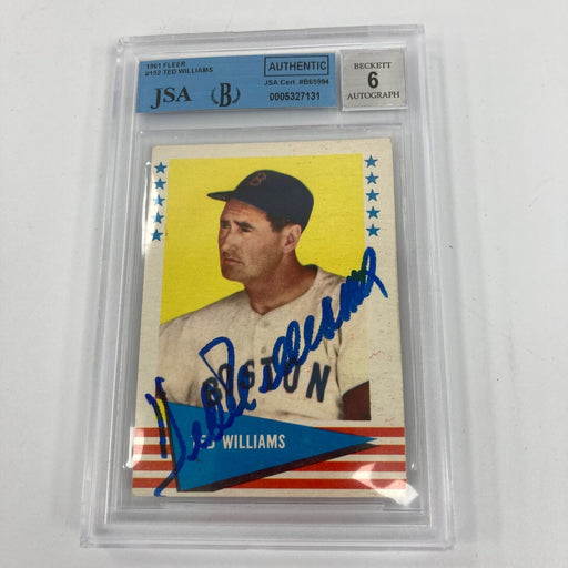 1961 Fleer Ted Williams Signed Autographed Baseball Card #152 BGS JSA Certified