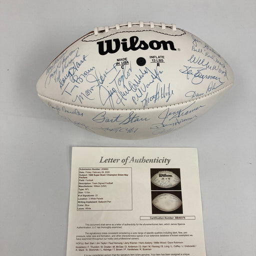 1966 Green Bay Packers Super Bowl 1 Champs Team Signed Football JSA COA