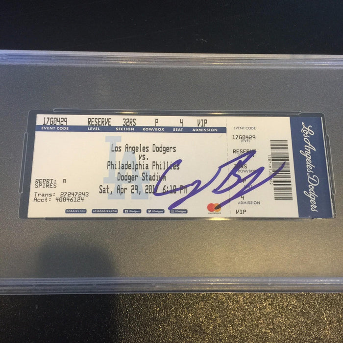 CODY BELLINGER SIGNED 1ST CAREER HOMERUN GAME AUTHENTIC TICKET SLABBED PSA/DNA