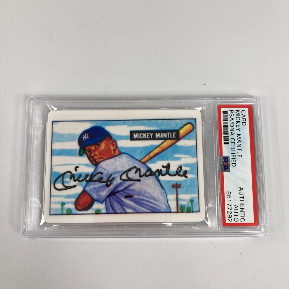 1951 Bowman Mickey Mantle Signed Porcelain Baseball Card RC PSA DNA Certified