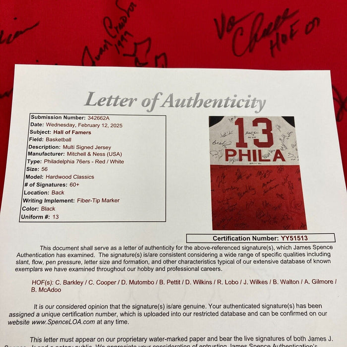 Incredible NBA Hall Of Fame Multi Signed Jersey With 64 Signatures JSA COA