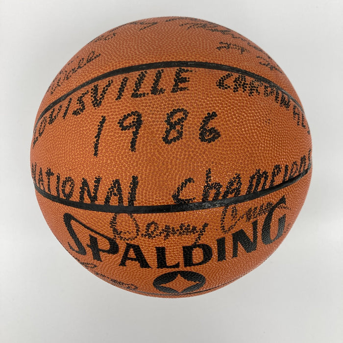 1985-86 Louisville Cardinals NCAA Champs Team Signed Basketball JSA COA