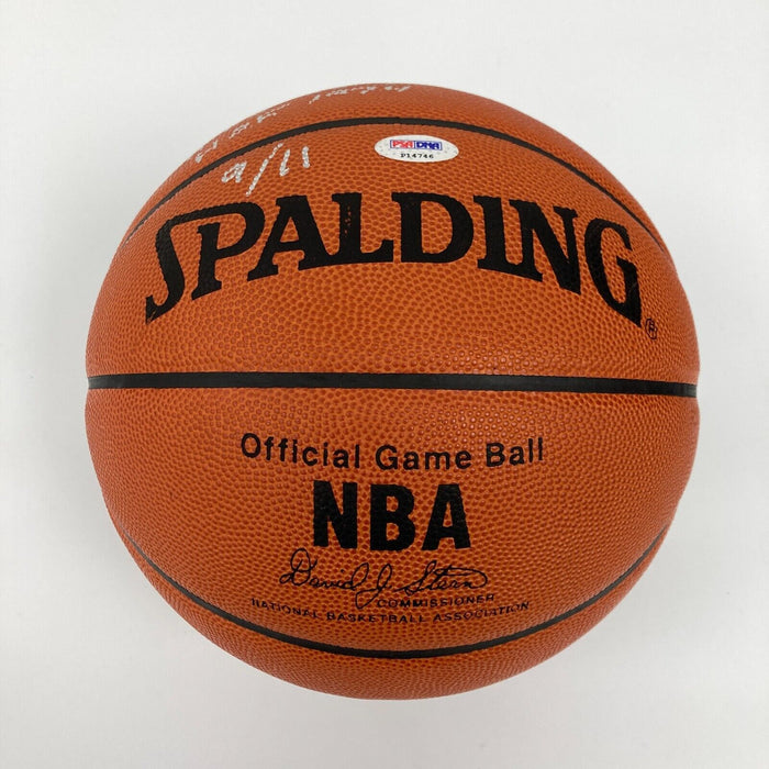 Bill Russell Full Name Signed Heavily Inscribed STAT Basketball #9/11 PSA DNA